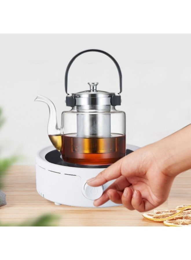 GGEROU سخان قهوة كهربائي صغير، موقد إبريق شاي كهربائي محمول، سخان قهوة من السيراميك الكهربائي، أبيض - Image 5