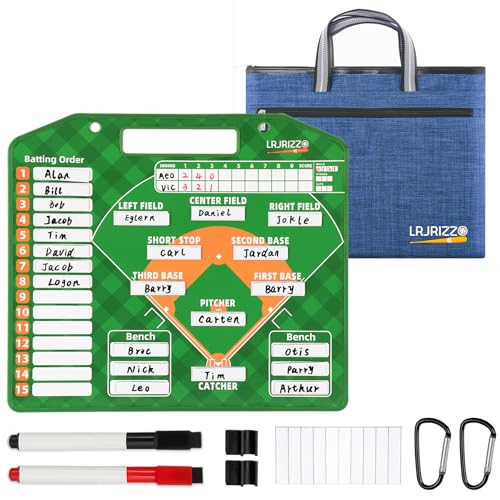 lrjrizzo Magnetic Baseball Lineup BoardBaseballs Lineup Cards Baseball Lineup Board for Dugout Baseballs Clipboard for Coaches Softball Coach Must Haves Marker Boards Baseball Coaching AccessoriesGreen - Image 1