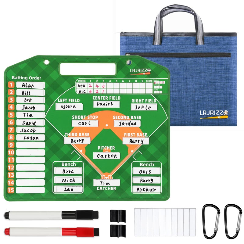 lrjrizzo Magnetic Baseball Lineup BoardBaseballs Lineup Cards Baseball Lineup Board for Dugout Baseballs Clipboard for Coaches Softball Coach Must Haves Marker Boards Baseball Coaching AccessoriesGreen - Image 2