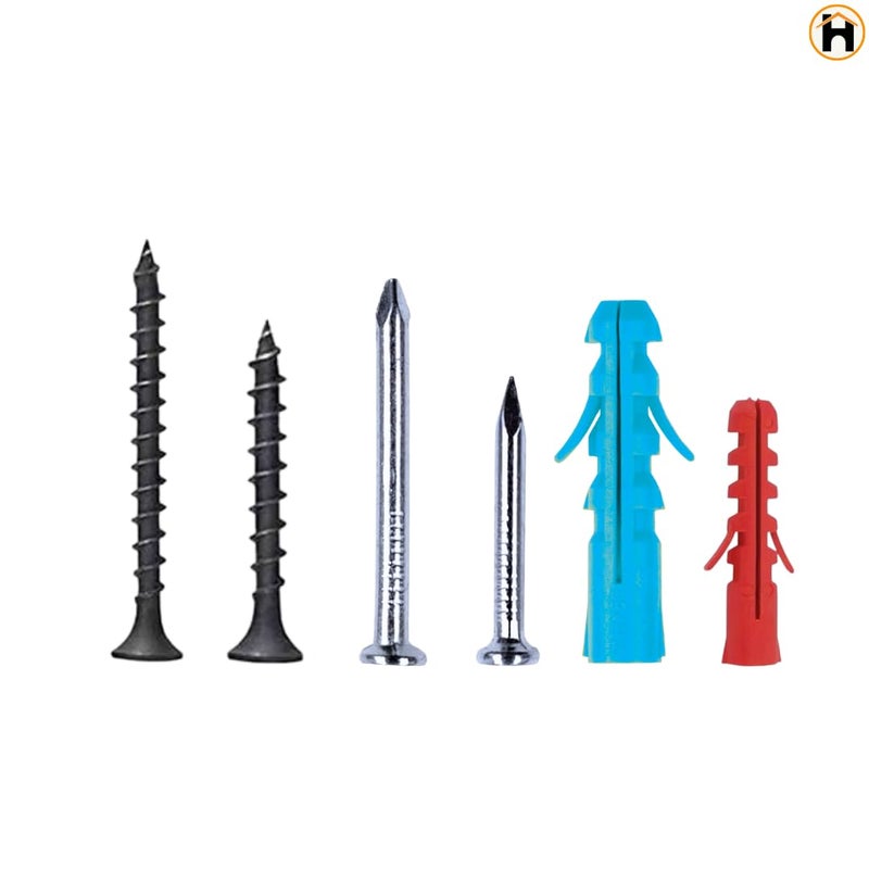 Homdum مجموعة مسامير، براغي ومقابس نايلون متنوعة، مجموعة أدوات منزلية متعددة الاستخدامات مكونة من 400 قطعة - Image 3