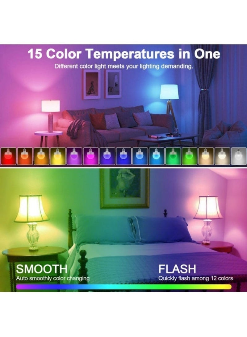 أداندو [عبوة من قطعتين] لمبات LED قابلة لإعادة الشحن E27: لمبة إضاءة تعمل بالبطارية - لمبة شحن لاسلكي مع جهاز تحكم عن بُعد - وظيفة التوقيت - لمبات إضاءة قابلة للفصل ومغناطيسية تعمل بالبطارية - ألوان RGB متغيرة - Image 4