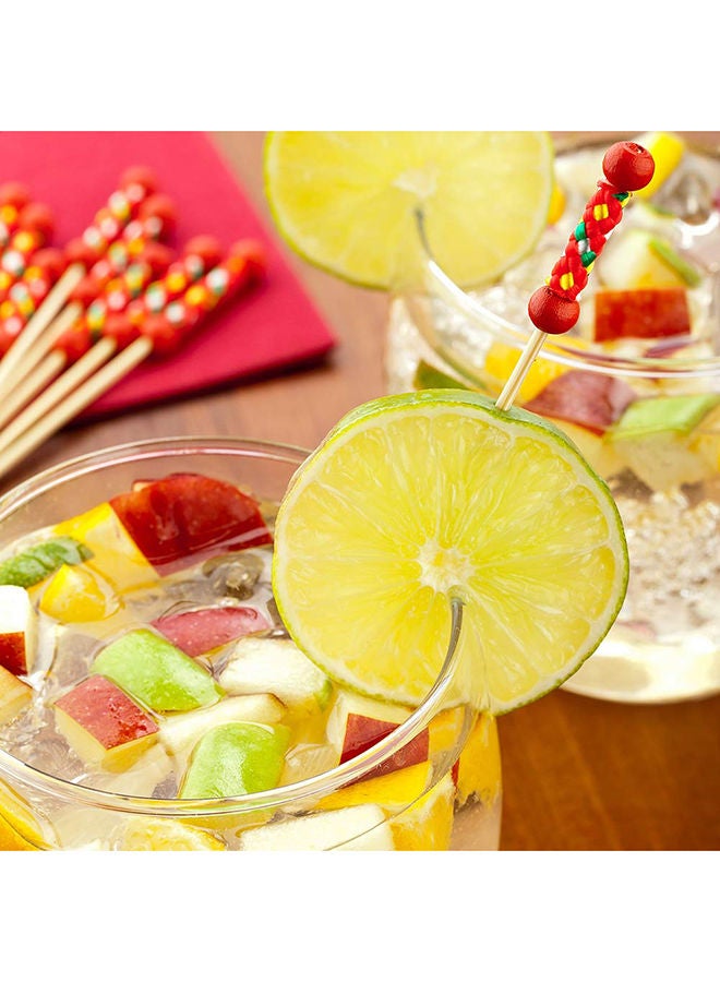 Restaurantware أسياخ زخرفية بطول 4 بوصات من رستورانتوير، 1000 سيخ زخرفي من الخيزران المضفر - نقطة حادة، قوية، أسياخ زخرفية من الخيزران الأحمر، للمقبلات أو الزينة - Image 3