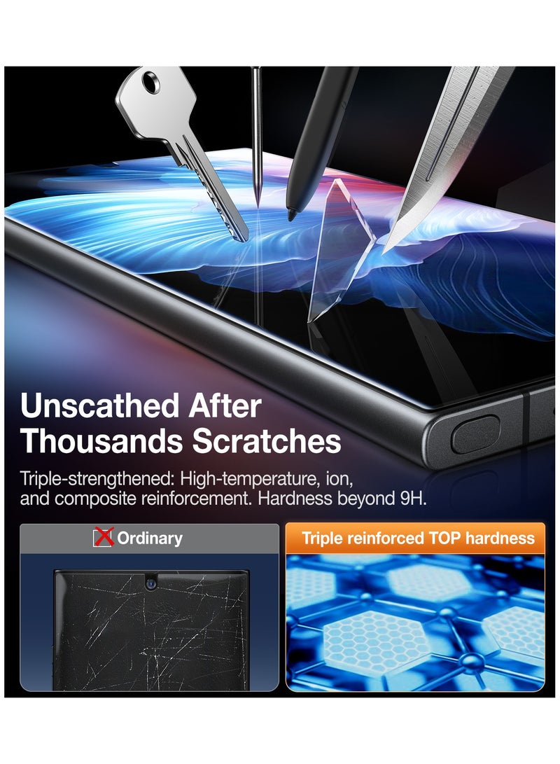 درع الماس الممتاز لحماية شاشة سامسونج جالاكسي S24 ألترا [حماية متينة من الدرجة العسكرية 9H+] 0.04 ثانية فتح بصمة بدون فقاعات حماية شاشة من الزجاج المقسى S24 ألترا حزمة من 2 6.8 بوصة - Image 5