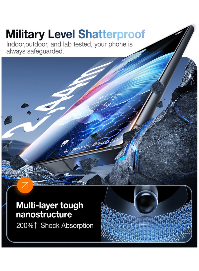 درع الماس الممتاز لحماية شاشة سامسونج جالاكسي S24 ألترا [حماية متينة من الدرجة العسكرية 9H+] 0.04 ثانية فتح بصمة بدون فقاعات حماية شاشة من الزجاج المقسى S24 ألترا حزمة من 2 6.8 بوصة - Image 4