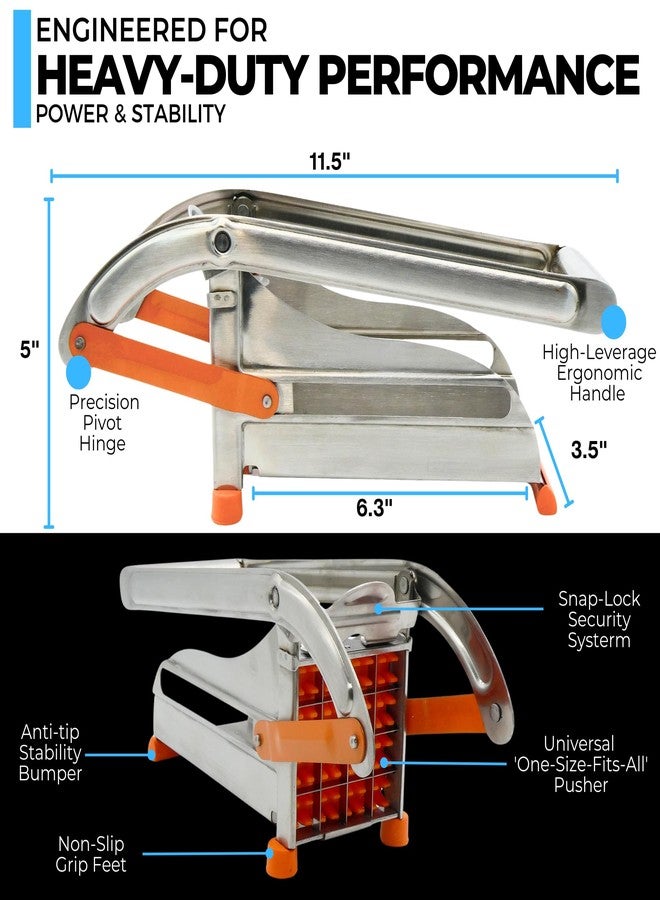 ICO Large French Fry Cutter, 3-blade Potato Slicer, Non-Slip French Fry Cutter For Whole Potatoes, Stainless Steel French Fry Press - Image 5