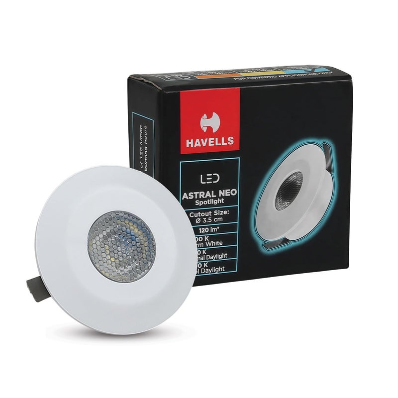 Havells Astral Neo 2W LED Spotlight| Compact Round Design for Small Spaces. Provides A Focused 45° Beam Angle| Flush Mount Ceiling Downlight| 25,000 Hr Lifespan (Blue) - Image 3