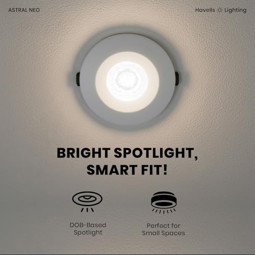 Havells Astral Neo 2W LED Spotlight| Compact Round Design for Small Spaces. Provides A Focused 45° Beam Angle| Flush Mount Ceiling Downlight| 25,000 Hr Lifespan (Blue) - Image 4