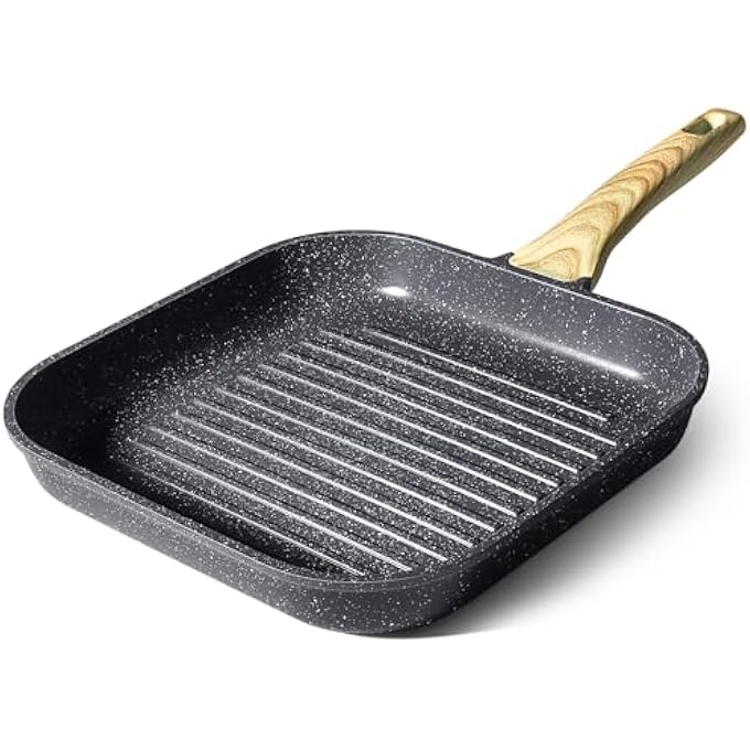 GIPP Nonstick Griddle Pan For Stove Tops 28Cm Grill Pan For Indoor Cooking  Outdoor GrillingSquare Grill Skillet Steak Pan Pfoa Free Gray - Image 1