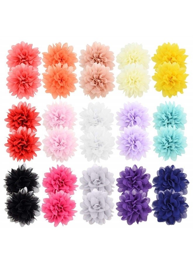 jollybows 30pcs Baby Girls Alligator Hair Clips Chiffon Flower Hair Barrettes Accessories for Kids Toddler Teens - Image 2