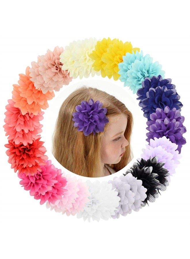 jollybows 30pcs Baby Girls Alligator Hair Clips Chiffon Flower Hair Barrettes Accessories for Kids Toddler Teens - Image 1