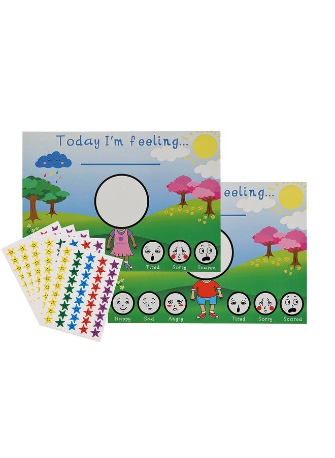 Amonev My Feeling Charts Feelings and Emotion Chart Communication aid for Boy and Girls Speech Delay Non Verbal Children with Special Needs ADHD Twin Pack. - Image 1