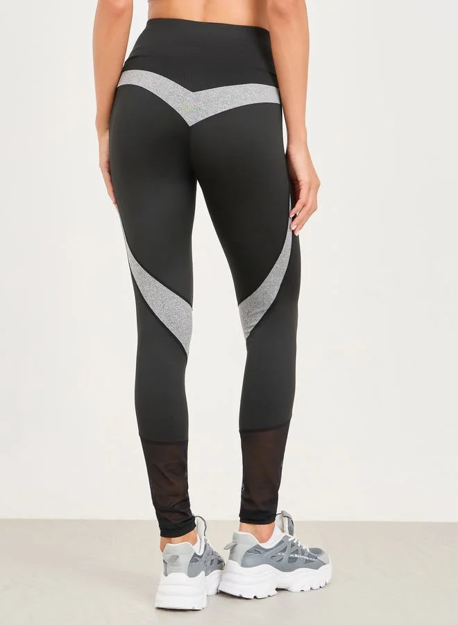 ستايلي Contrast Melange Panel Detail Full Length Legging