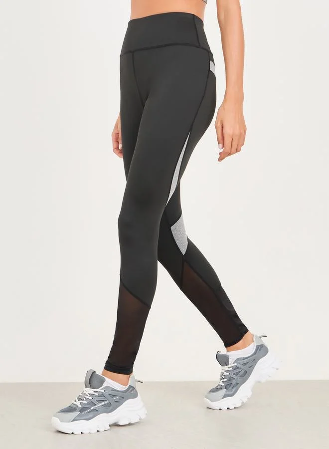 ستايلي Contrast Melange Panel Detail Full Length Legging