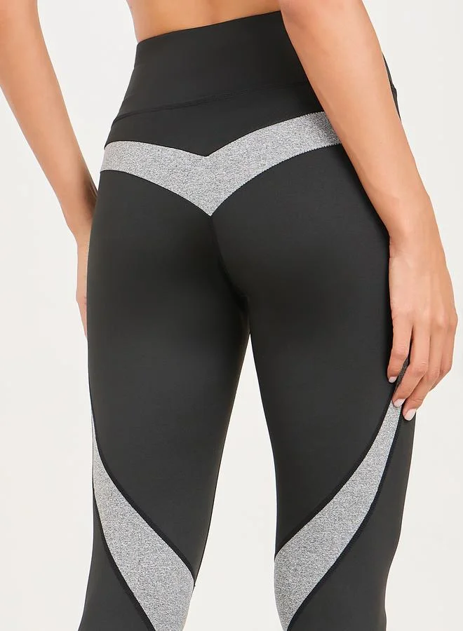 ستايلي Contrast Melange Panel Detail Full Length Legging