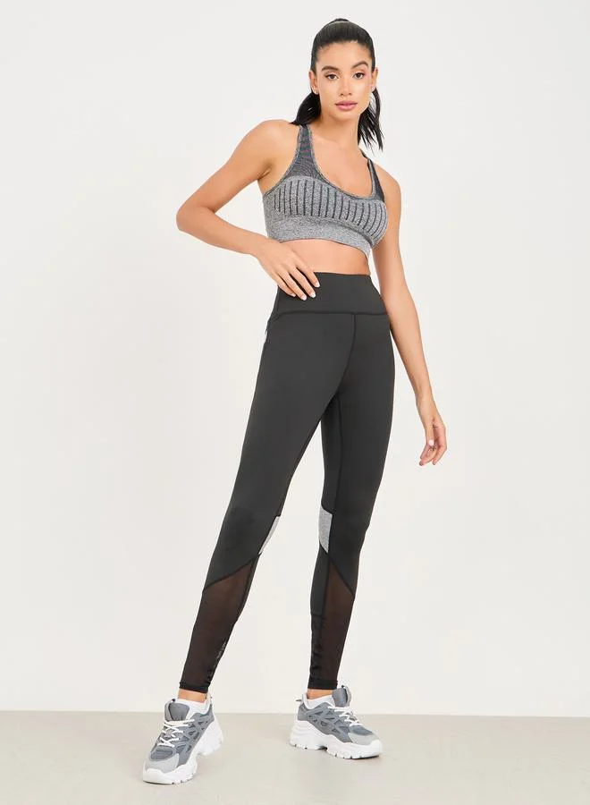 ستايلي Contrast Melange Panel Detail Full Length Legging