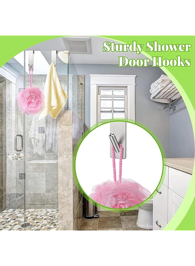X spring Shower Door Hooks 3 Pcs Stainless Steel Over Door Towel Hooks Heavy Duty Silver Hooks For Robes And Towels Rustproof Bathroom Hangers For Frameless Glass Shower Doors - Image 4