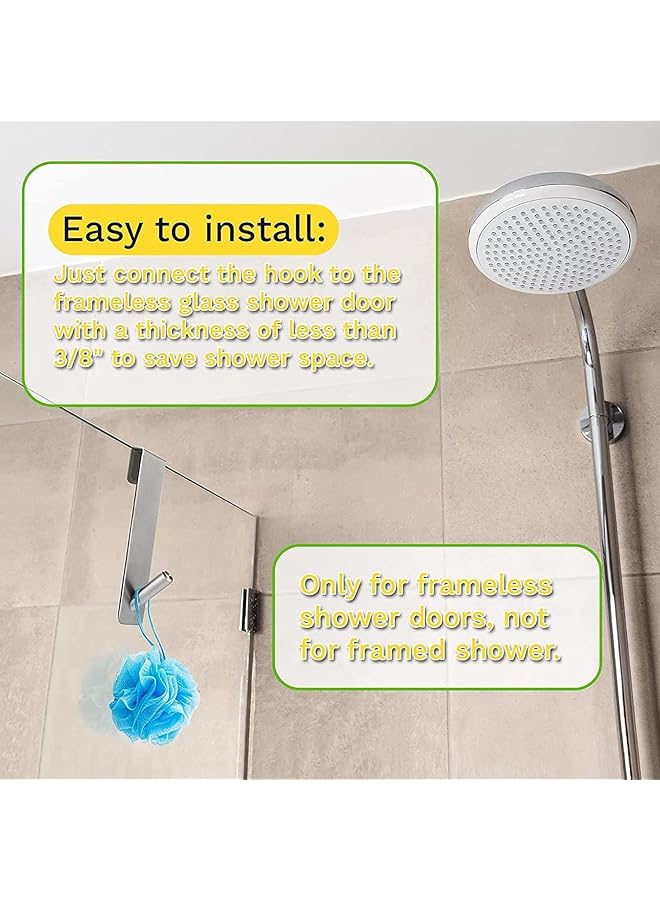 X spring Shower Door Hooks 3 Pcs Stainless Steel Over Door Towel Hooks Heavy Duty Silver Hooks For Robes And Towels Rustproof Bathroom Hangers For Frameless Glass Shower Doors - Image 5