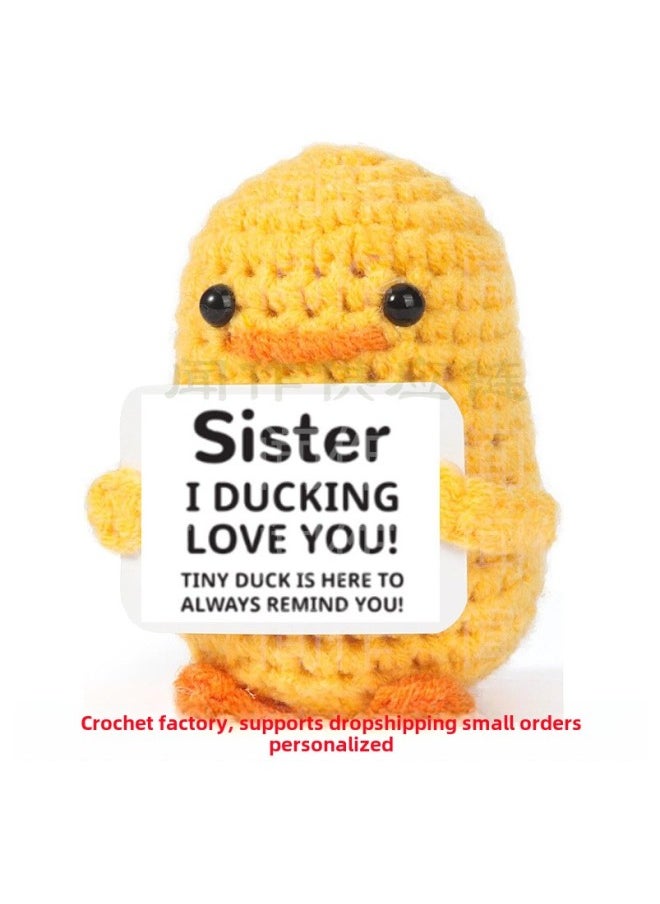 null - Hot-selling Handmade Crocheted Yellow Duck PositiveDuck Wool Woven Positive Energy Potato Sloth Doll-Color:Banana Duck - Image 1