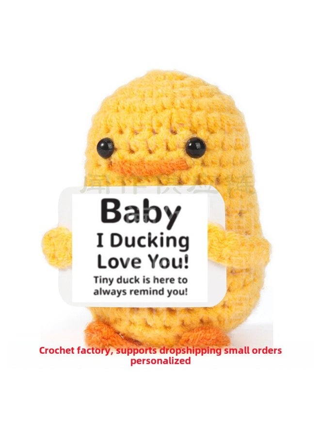 null - Hot-selling Handmade Crocheted Yellow Duck PositiveDuck Wool Woven Positive Energy Potato Sloth Doll-Color:Banana Duck - Image 1