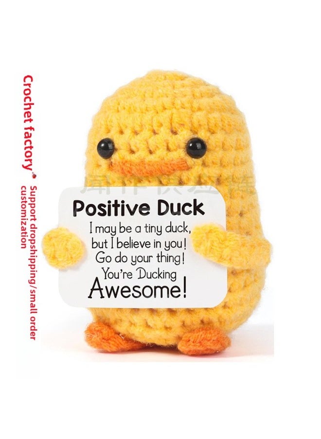 null - Hot-selling Handmade Crocheted Yellow Duck PositiveDuck Wool Woven Positive Energy Potato Sloth Doll-Color:Banana Duck - Image 1