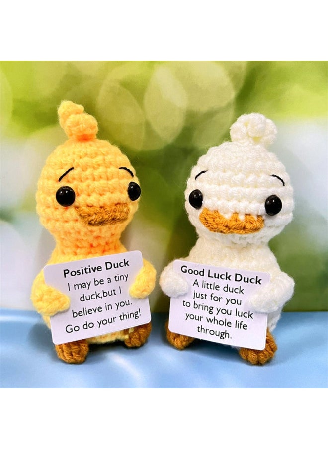 null - Hot-selling Handmade Crocheted Yellow Duck PositiveDuck Wool Woven Positive Energy Potato Sloth Doll-Color:Banana Duck - Image 1