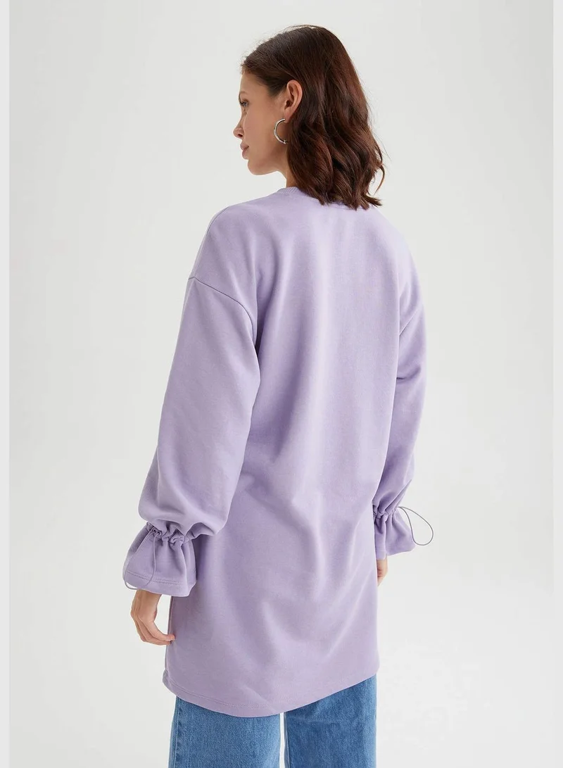 ديفاكتو Relax Fit Long Sleeve Printed Sweat Tunic