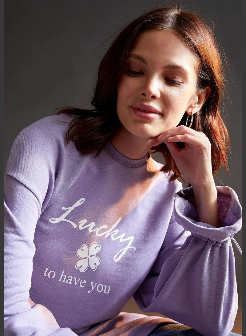 ديفاكتو Relax Fit Long Sleeve Printed Sweat Tunic