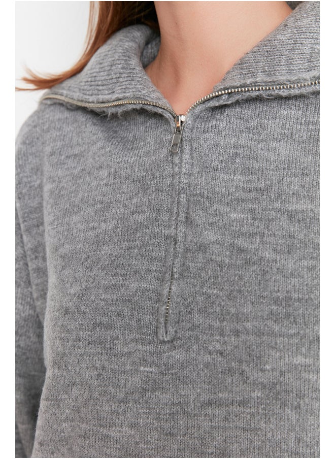 trendyol Sweater - Gray - Oversize  - Image 3
