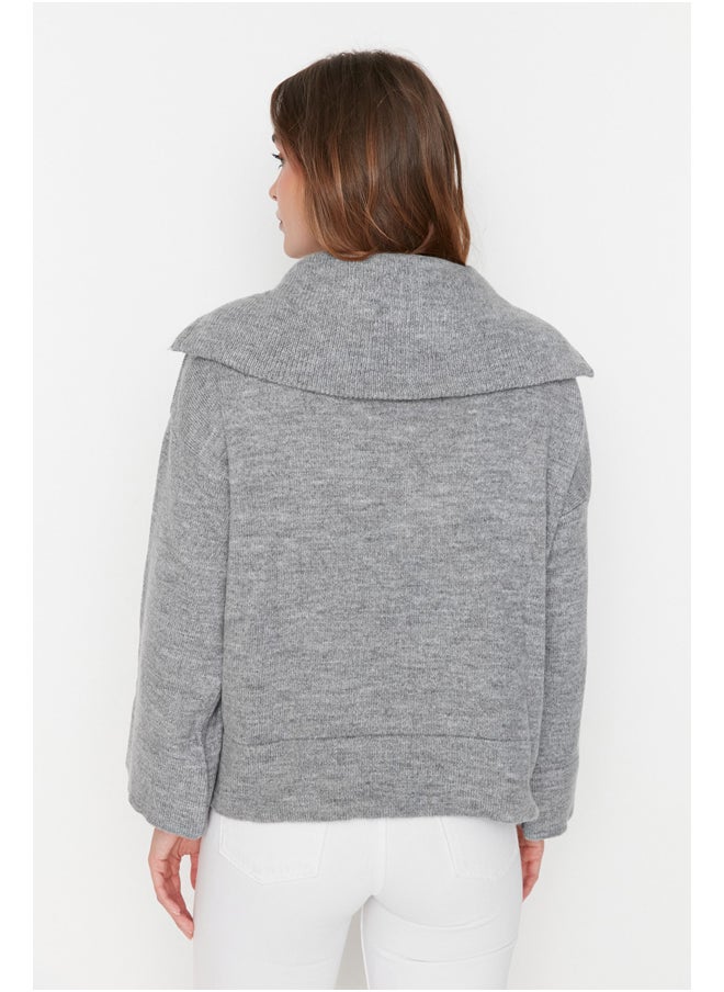 trendyol Sweater - Gray - Oversize  - Image 5