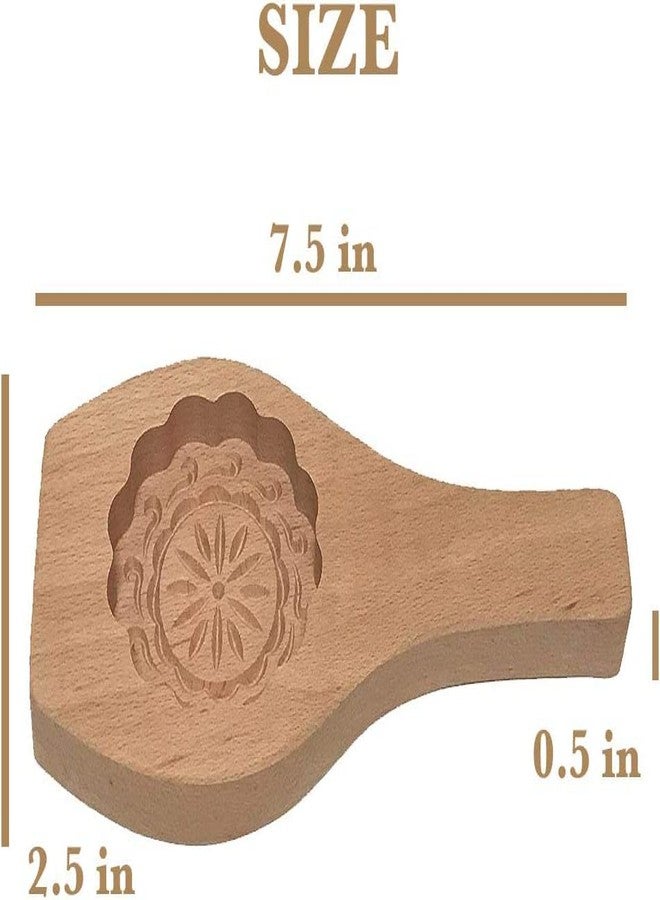Mido Carved Round Wood Maamoul Mold Press, Middle Eastern Dates Stuffed Cookie Mould 2-1/2" Diameter 1/2" Depth - Image 2