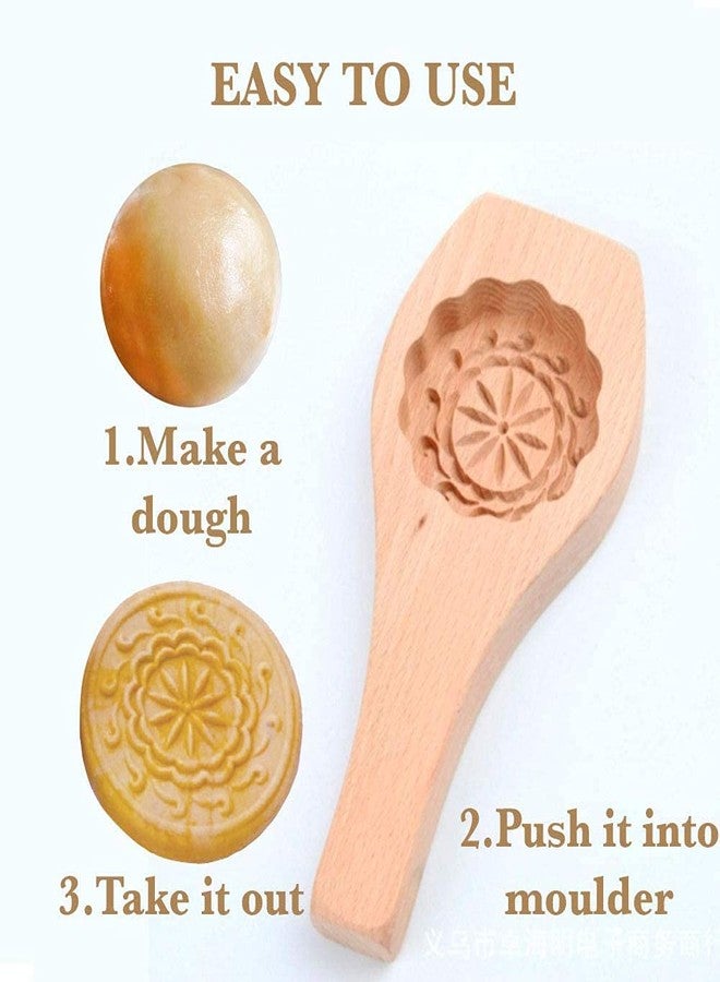 Mido Carved Round Wood Maamoul Mold Press, Middle Eastern Dates Stuffed Cookie Mould 2-1/2" Diameter 1/2" Depth - Image 3