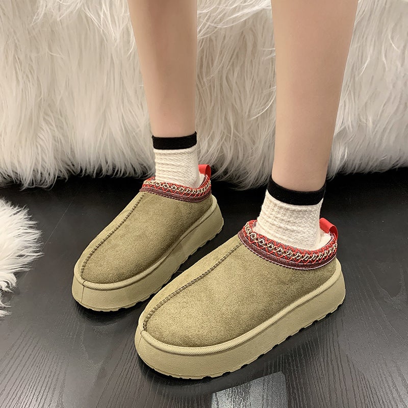 Snow Boots 24 43 Yards Fleece-Lined Warm Thick-Soled Slippers Platform Bottom Heel-Less Cotton Shoes Cotton Boots - Image 5