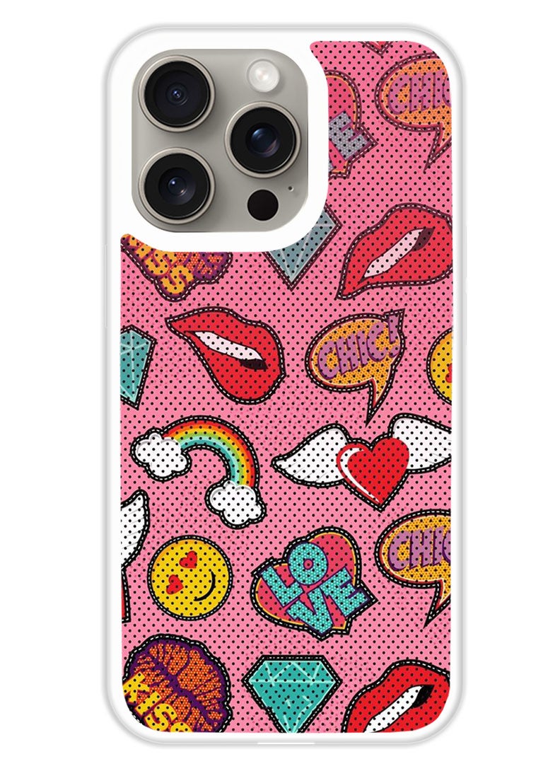 Theodor Protective Case Cover For APPLE IPHONE 15 Pro Love Signs (White Bumper) - Image 1