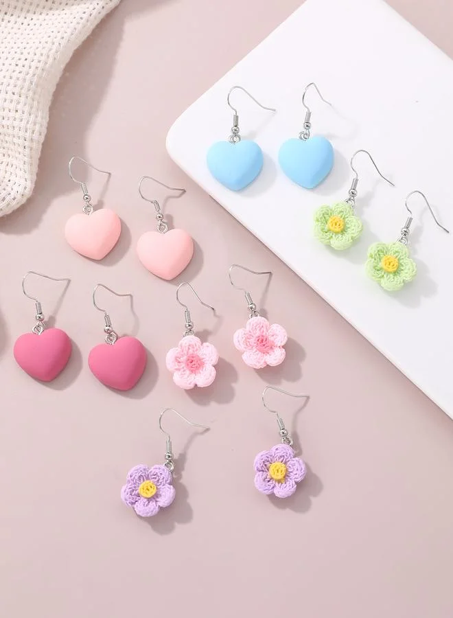 Take Two  Girls Set of 6 - Heart Flower Drop Earrings for Women | Best Price UAE