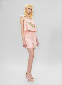 BITOLIA GALLERY Pink Linen Top and Shorts Set  - Image 3