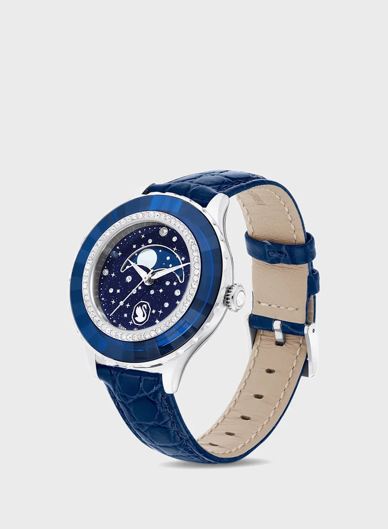 سواروفسكي Lather Strap Analog Watche