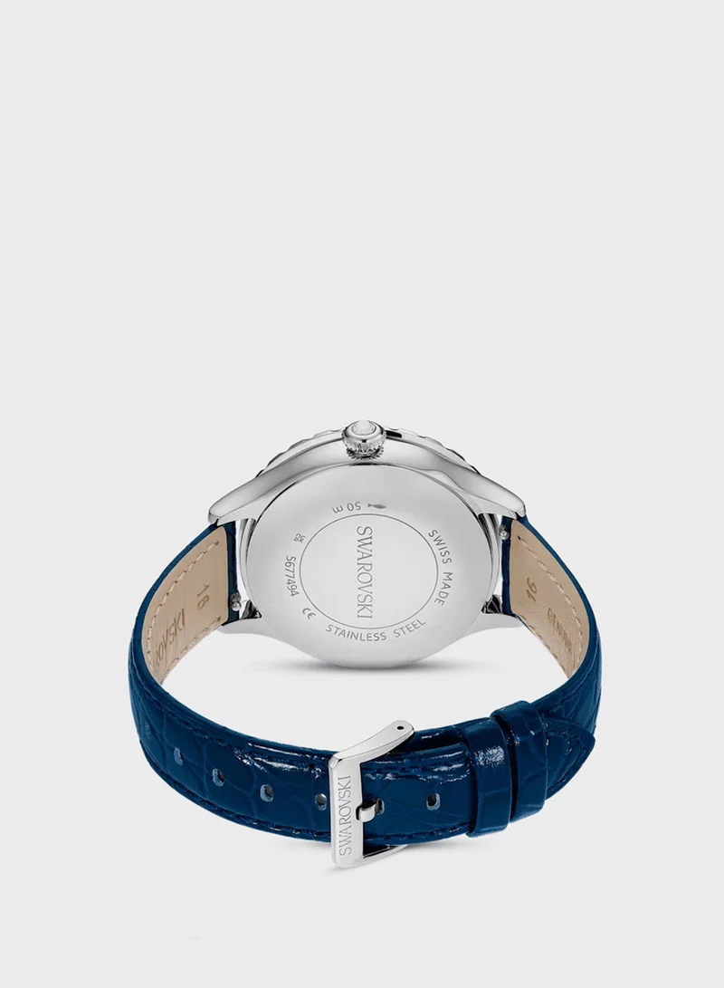 سواروفسكي Lather Strap Analog Watche