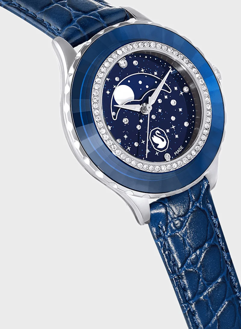 سواروفسكي Lather Strap Analog Watche
