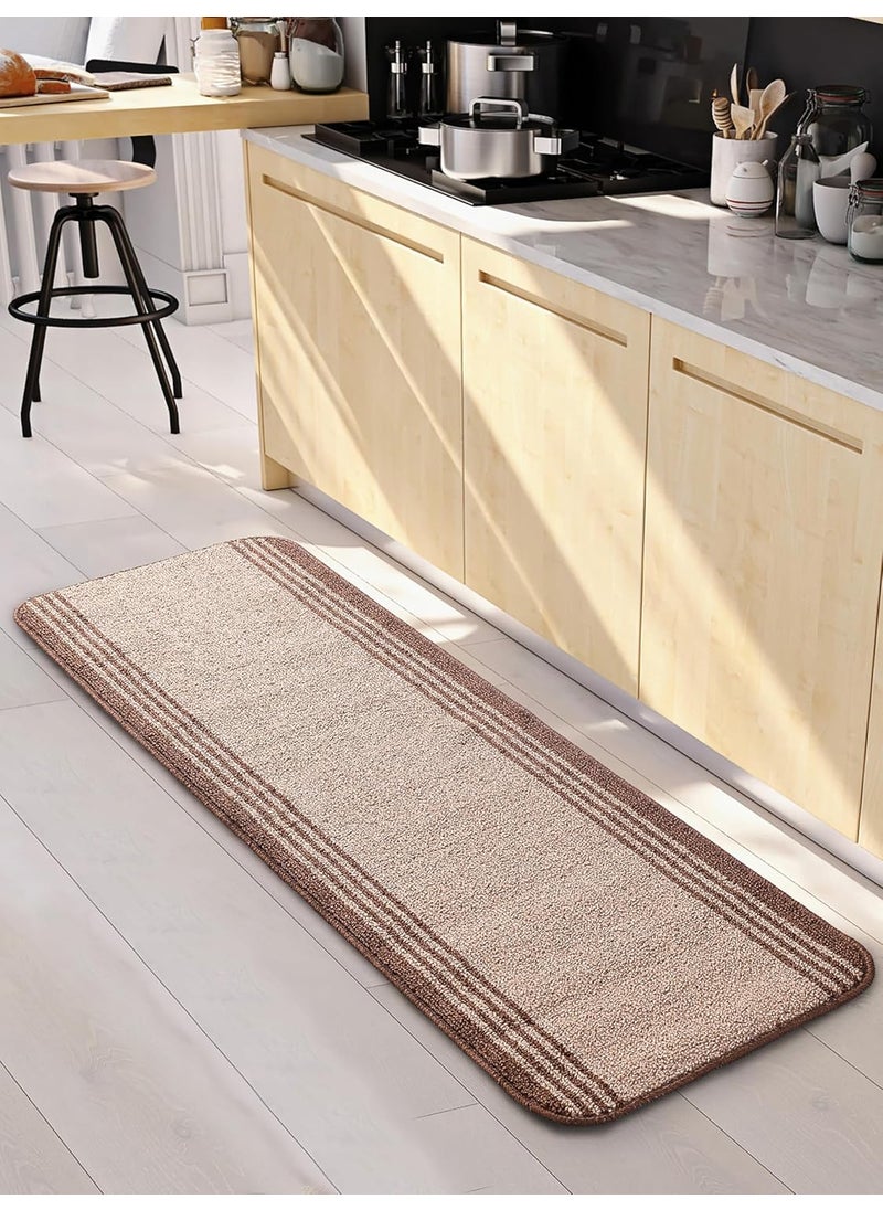 SARAL HOME EASY LIVING SARAL HOME EASY LIVING polypropylene Rectangular Striped Soft PP Yarn Durable Washable Multipurpose Runner for HomeKitchenLobbyOffice Entrance with Anti Skid Backing Beige 40 X 120 Cm  - Image 1
