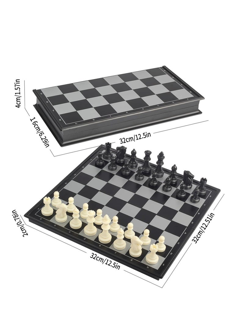 NIBEMINENT 3 in 1 Magnetic Travel Chess Checkers Backgammon Set 12.5" Portable Folding Board Game for Kids and Adults - Image 5