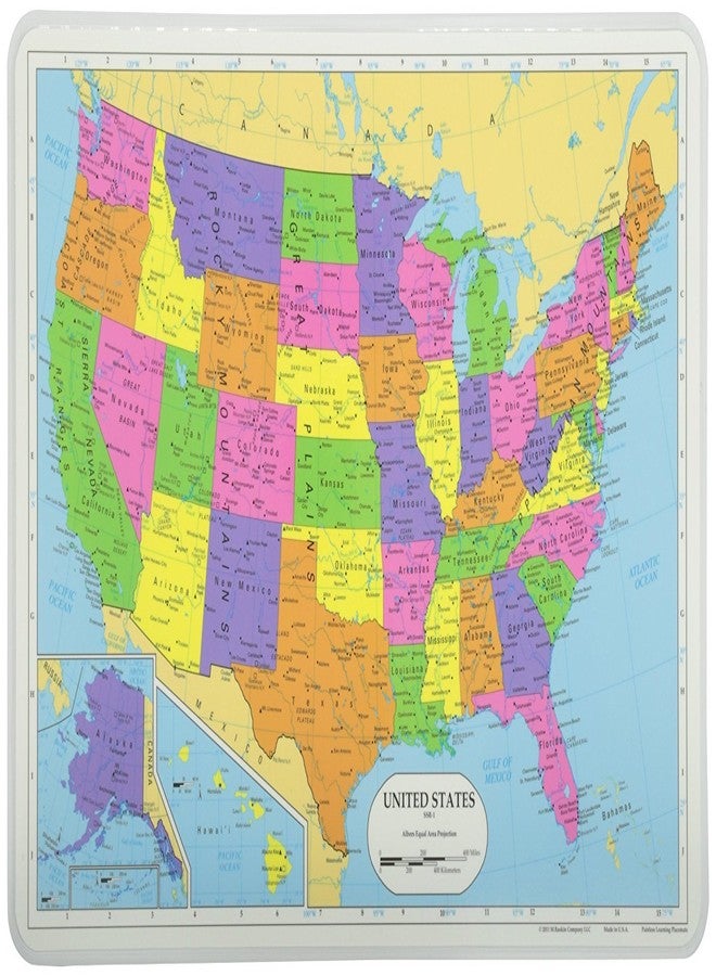 Painless Learning Educational Placemats Sets USA Map and World Map Non Slip Washable, Large - Image 3
