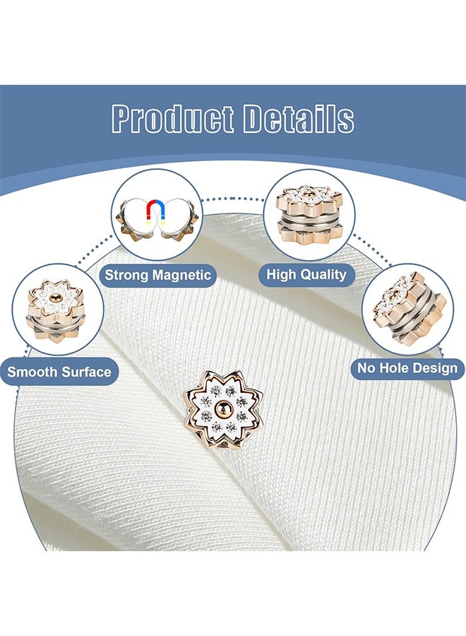 جي دي ٨ قطع من دبابيس الحجاب المغناطيسية القوية للنساء، دبابيس حجاب مغناطيسية متعددة الاستخدامات على شكل زهرة، بروش مرصع بأحجار الراين، دبوس مشبك وشاح صغير لملابس وأوشحة النساء - Image 3