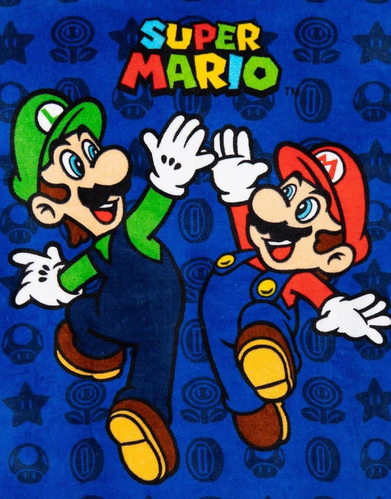 Super Mario Kids Towel Poncho | Boys Game Characters Mario Brothers Bath Towel | Luigi & Mario Star Blue Changing Robe - Image 5
