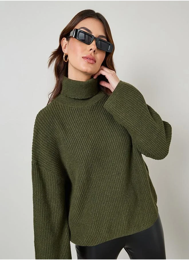 ستايلي Oversized Chunky Knit Turtle Neck Sweater