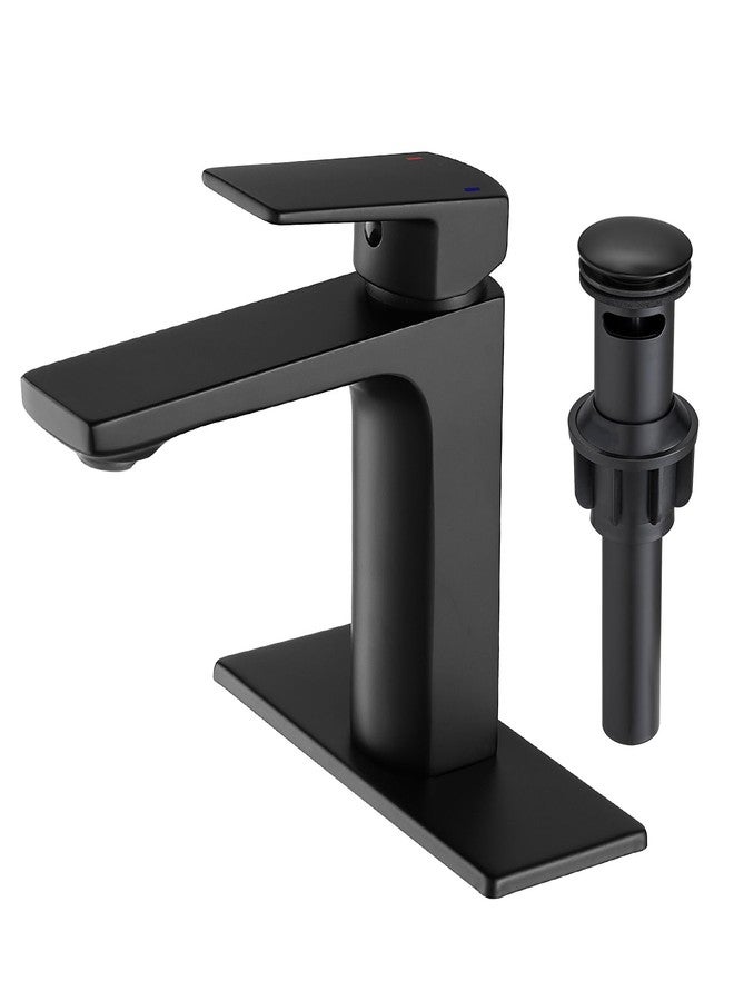 VOTON Black Bathroom Faucet Single Handle Bathroom Faucets for Sink 1 Hole Rv Lavatory Vanity Faucet with Pop-up Drain and Water Supply Lines - Image 1