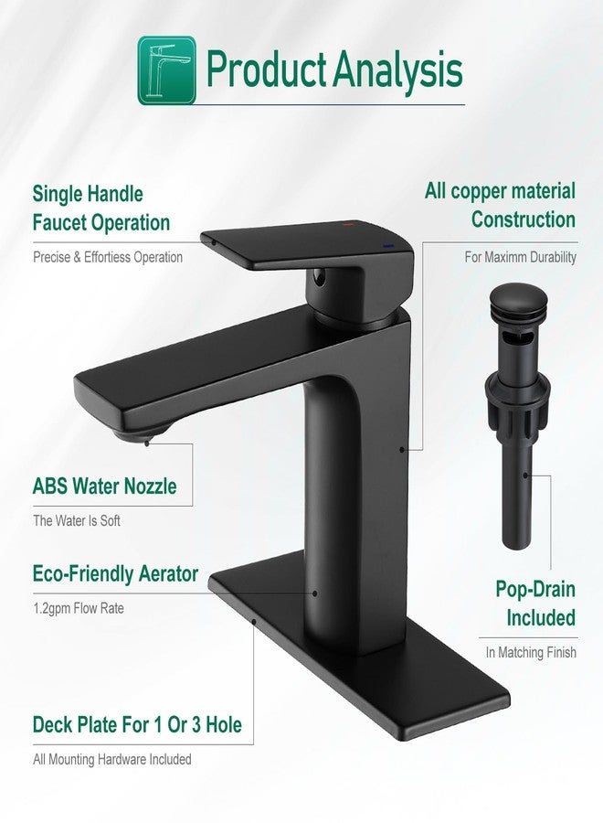 VOTON Black Bathroom Faucet Single Handle Bathroom Faucets for Sink 1 Hole Rv Lavatory Vanity Faucet with Pop-up Drain and Water Supply Lines - Image 5