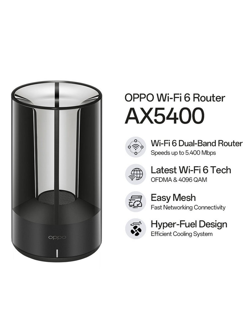 OPPO AX5400 Router Dual Band 2.4GHz 5GHz WiFi 6 Wireless Home Router 5400 Mbps Black - Image 5