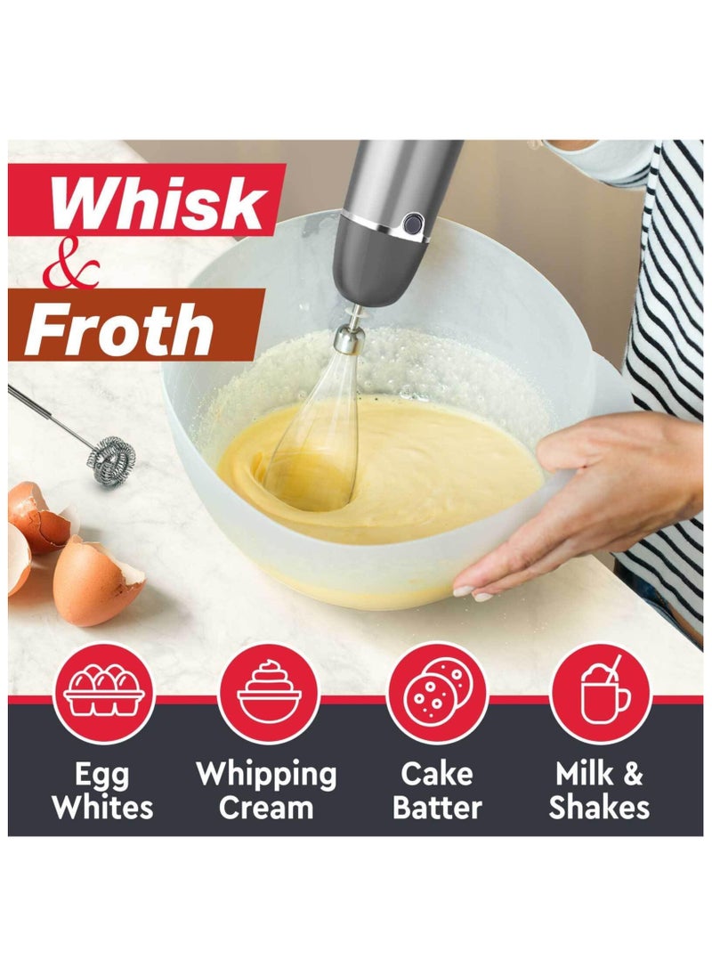 Immersion Blender Handheld, 4 in 1 Multistick 1000W, 12 Speed Hand Mixer, Turbo Boost, Heaviest Duty Copper Motor, Titanium Blades Hand Blender, Milk Frother Wand, Whisk, Chopper, Food Processor