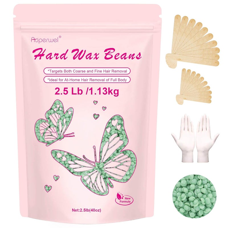 Hard Wax Beads for Hair Removal  25lb40oz Sensitive Skin Waxing Kit with 20 Sticks for Brazilian Bikini Underarms Face  Body  Large Bulk Tea Tree Wax Beads