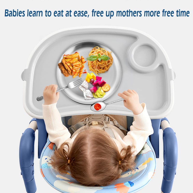 HaWare 6-Piece 18/8 Stainless Steel Plates, Metal 304 Dinner Dishes for Kids Toddlers Children, 10 Inches Feeding Serving Camping Plates, Reusable and Dishwasher Safe - Image 4